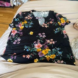 Torrid super soft knit black floral cut-out shirt, size 2
